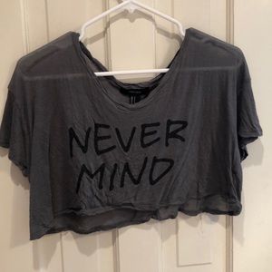 Grey sheer graphic crop top